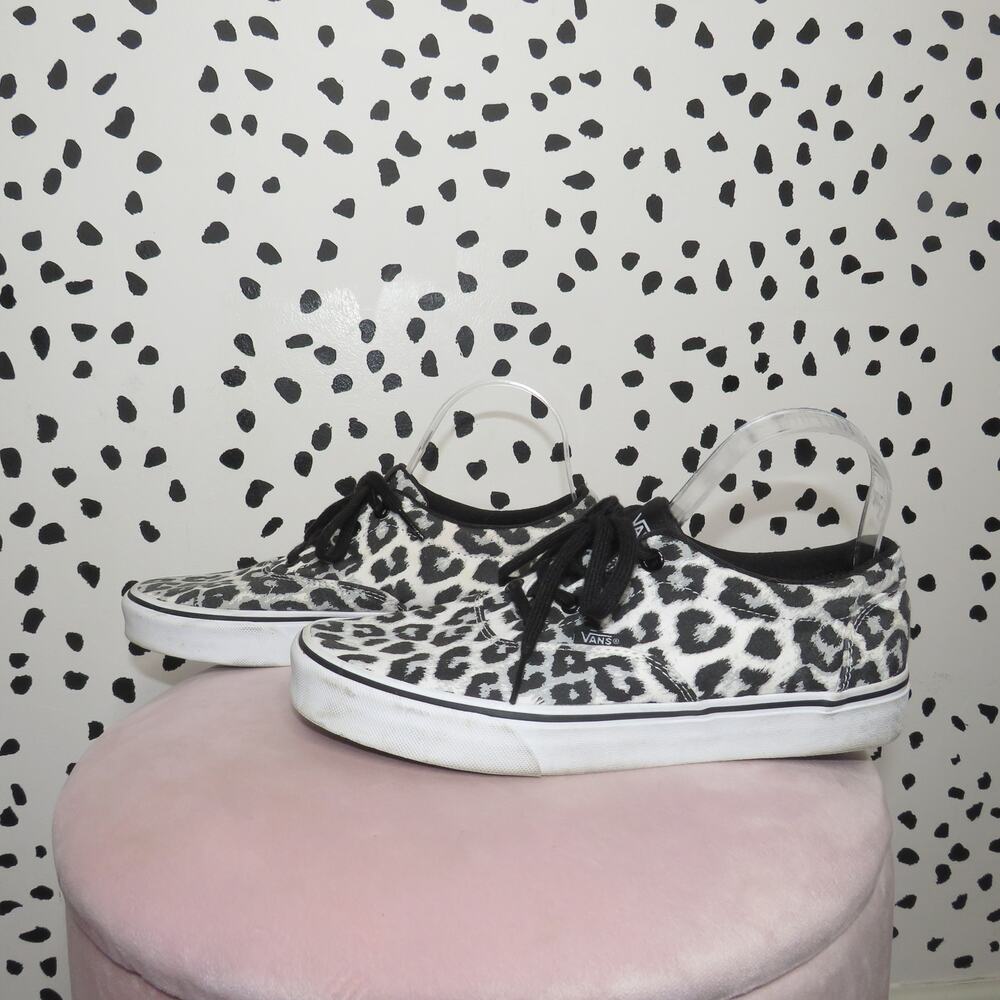 Vans White Snow Leopard Print Low Top Sneakers - Picture 4 of 8